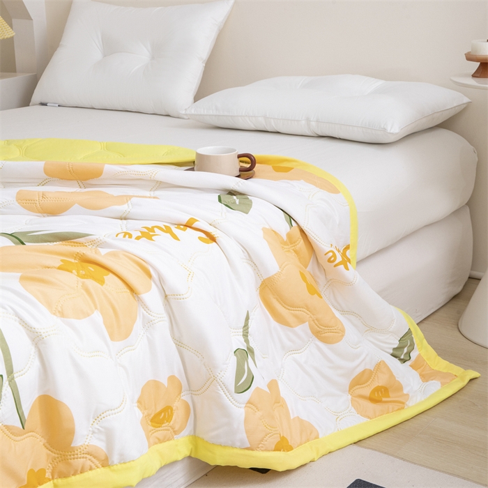 91家纺网 家纺一手货源 找家纺 席万佳 2025新款直播热款印花夏凉被空调被被子被芯水洗棉夏被 梵花