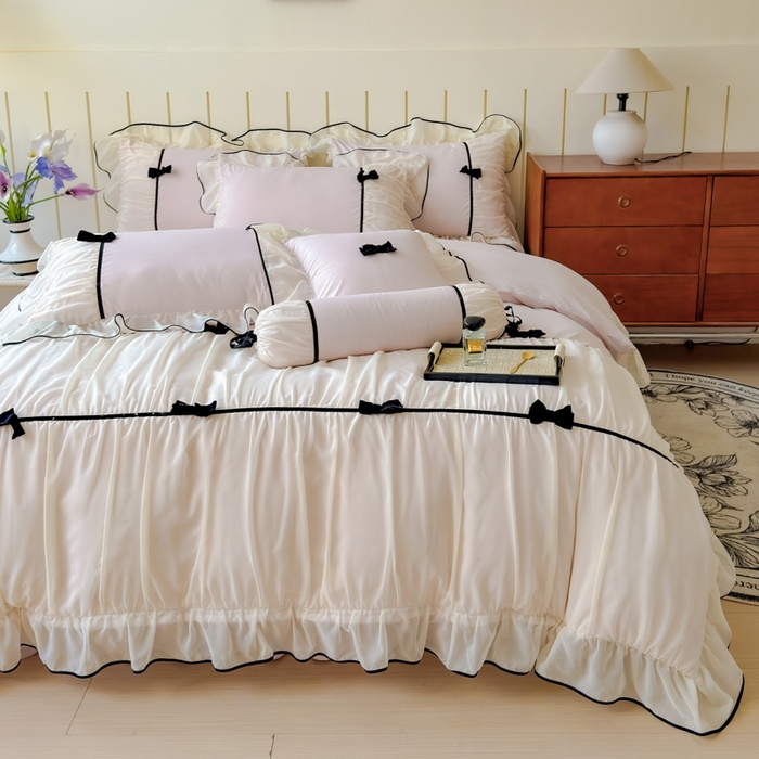 91家纺网 家纺一手货源 找家纺 狂想家（床边故事）2025赛琳法式高定四件套 赛琳茶花粉