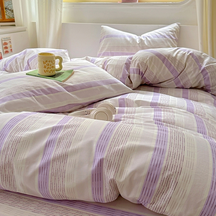 91家纺网 家纺一手货源 找家纺 田野2025新款13372全A全棉四件套 紫椰千层