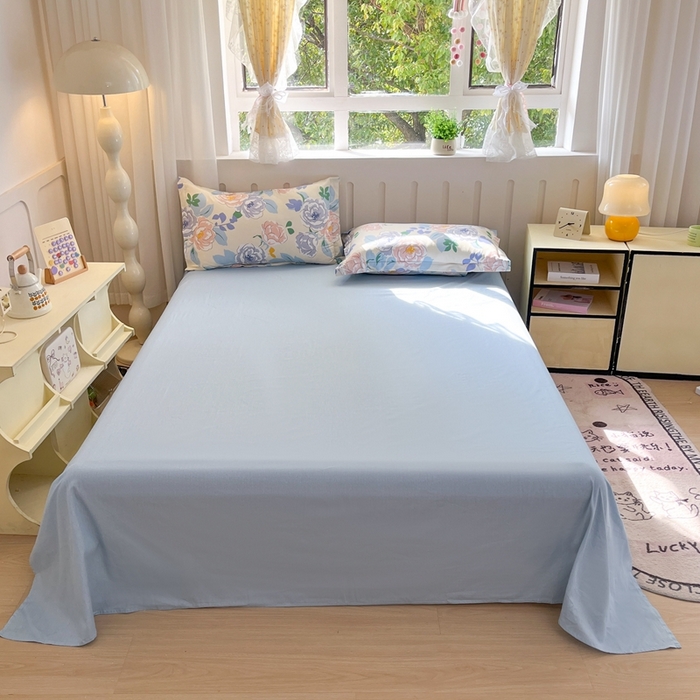 91家纺网 家纺一手货源 找家纺 大吉 2025新款100全棉纯棉喷气小清新被套四件套纯棉三件套床笠四件套单被套单枕套 山茶花开