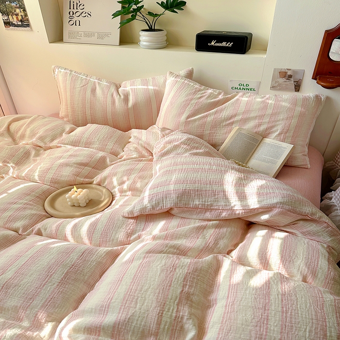 91家纺网 家纺一手货源 找家纺 （总）田野2025新款全棉皱皱纱四件套