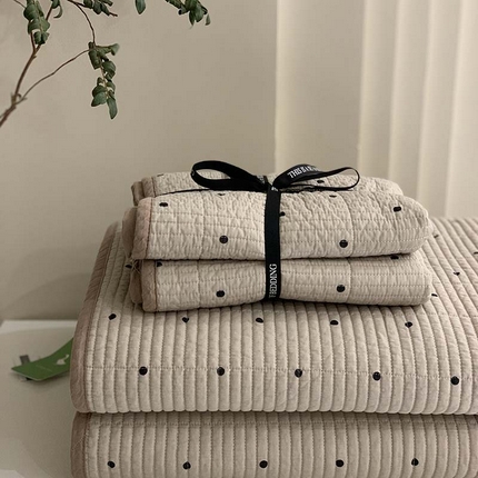 汇庭 2025新款全棉床盖三件套-实拍 巧克力波点