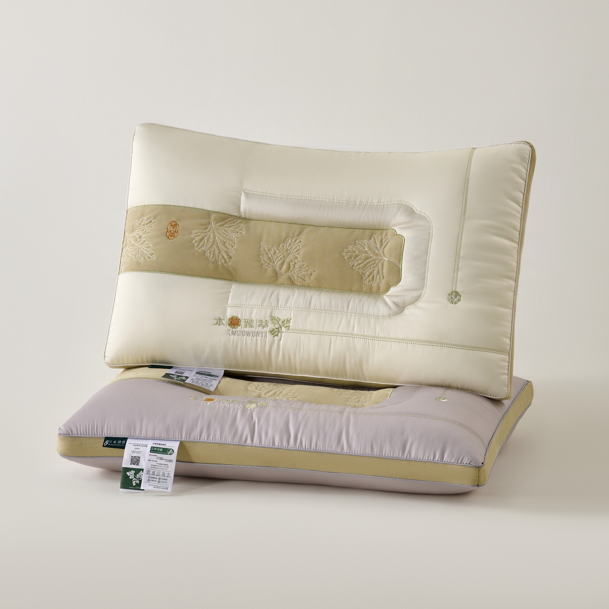 91家纺网 家纺一手货源 找家纺 2025新款艾草助眠护颈枕头枕芯 灰色