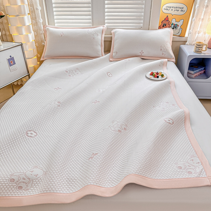 91家纺网 家纺一手货源 找家纺 2025新款凉感冰豆豆凉席-暴力熊系列 暴力熊-粉玉