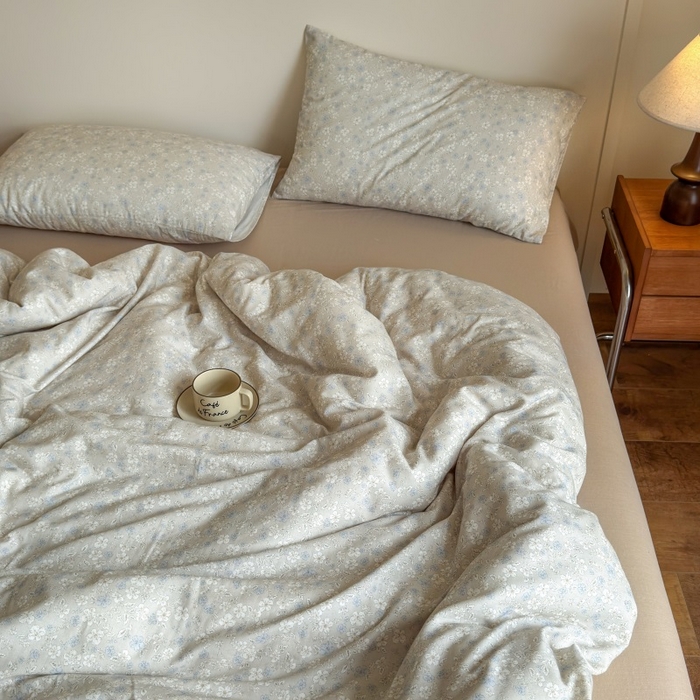 91家纺网 家纺一手货源 找家纺 曲之慕2025新款A类母婴级有氧全棉纯棉双层纱印花四件套 弗拉-黄