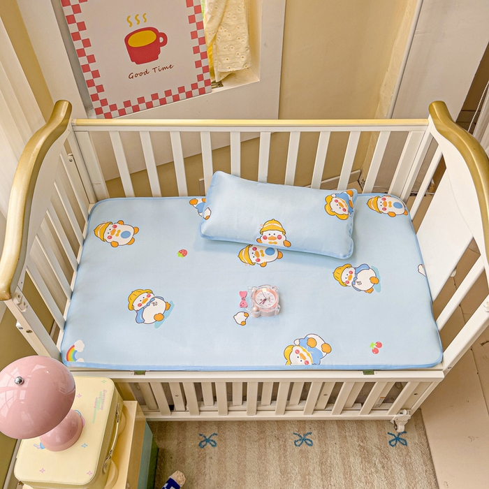 91家纺网 家纺一手货源 找家纺 富馨莱 2025新款幼儿园冰丝席A类抗菌儿童空调席支持定制尺寸 开心鸭