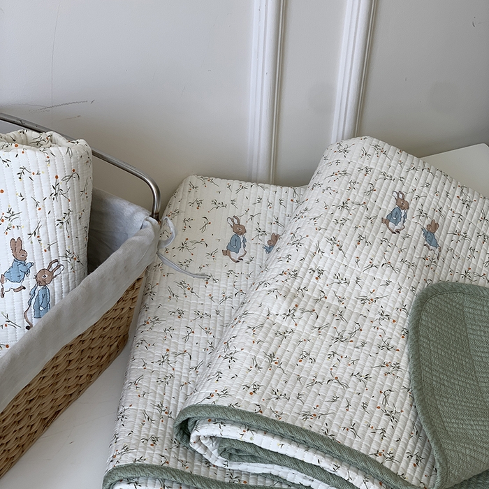 91家纺网 家纺一手货源 找家纺 汇庭 2025新款全棉床盖三件套-实拍 萝卜兔