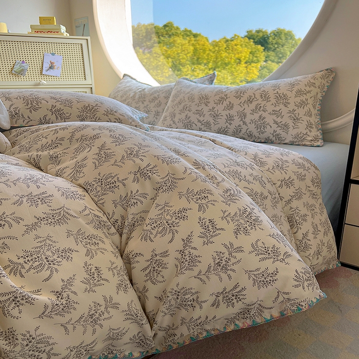 91家纺网 家纺一手货源 找家纺 葡萄家 2025爆款高克重彩色三角针A类针织双层纱四件套 提供买家秀 悠野