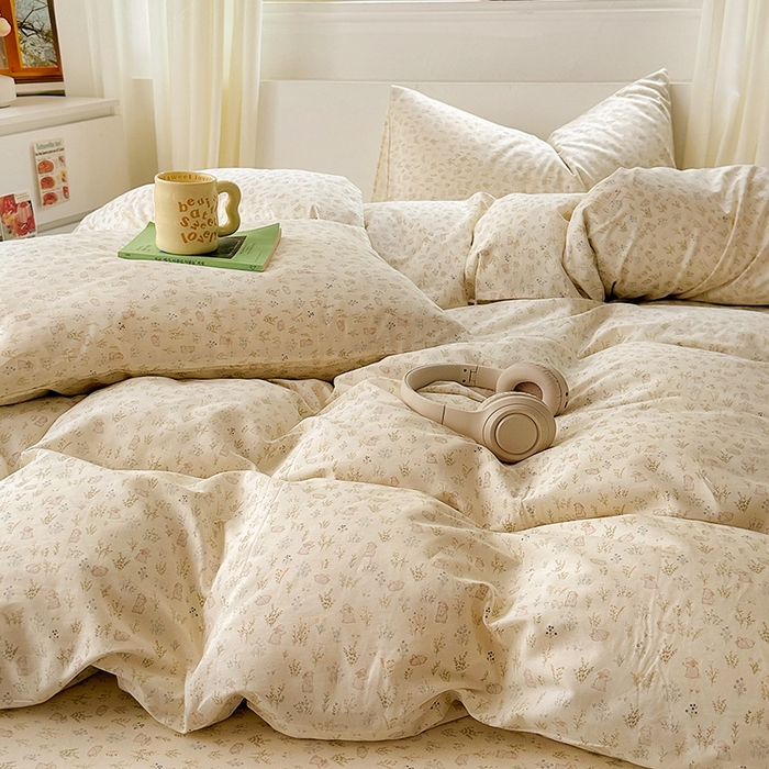 91家纺网 家纺一手货源 找家纺 田野2025新款13372全A全棉四件套 丛林兔