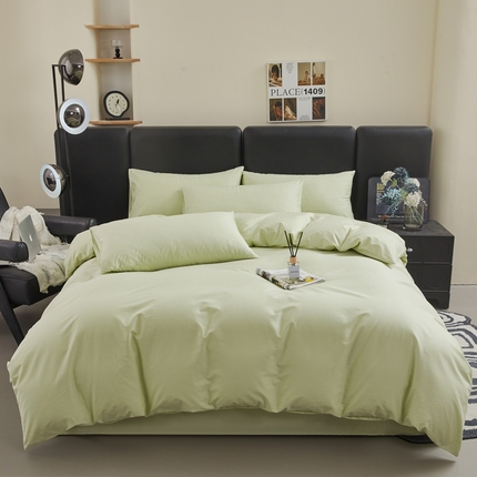 雅萱家纺 2025新款40S斜纹13372全棉纯色四件套 40S清新绿