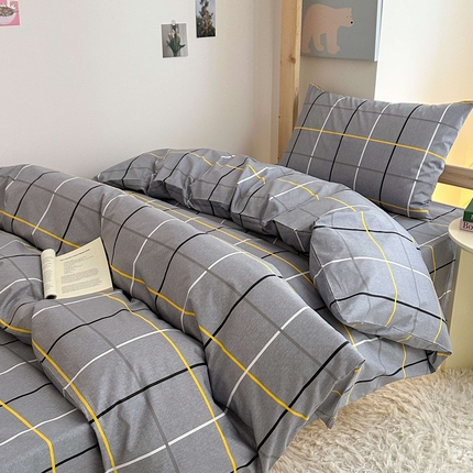 拔萃 2025新款全棉纯棉足标13372印花学生上下铺套件纯棉宿舍三件套六件套 经典灰