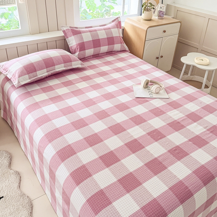 91家纺网 家纺一手货源 找家纺 首爱家纺 2025新款色织老粗布床单老粗布凉席三件套 樱络