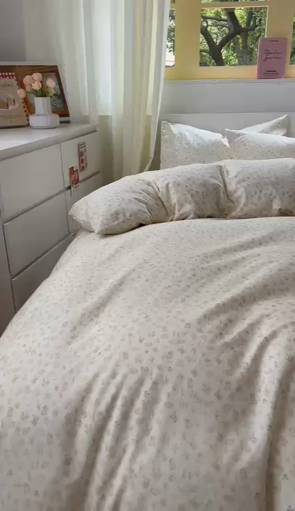 91家纺网 家纺一手货源 找家纺 田野2025新款13372全A全棉四件套 丛林兔