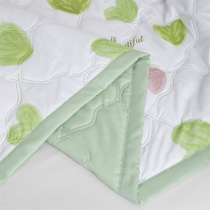 91家纺网 家纺一手货源 找家纺 梵心家纺 2025新款直播热款印花夏凉被空调被被子被芯水洗棉夏被 爱心满满