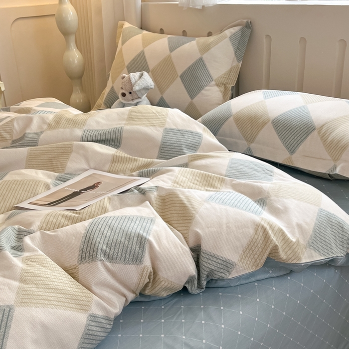 91家纺网 家纺一手货源 找家纺 大吉 2025新款100全棉纯棉喷气小清新被套四件套纯棉三件套床笠四件套单被套单枕套 向往