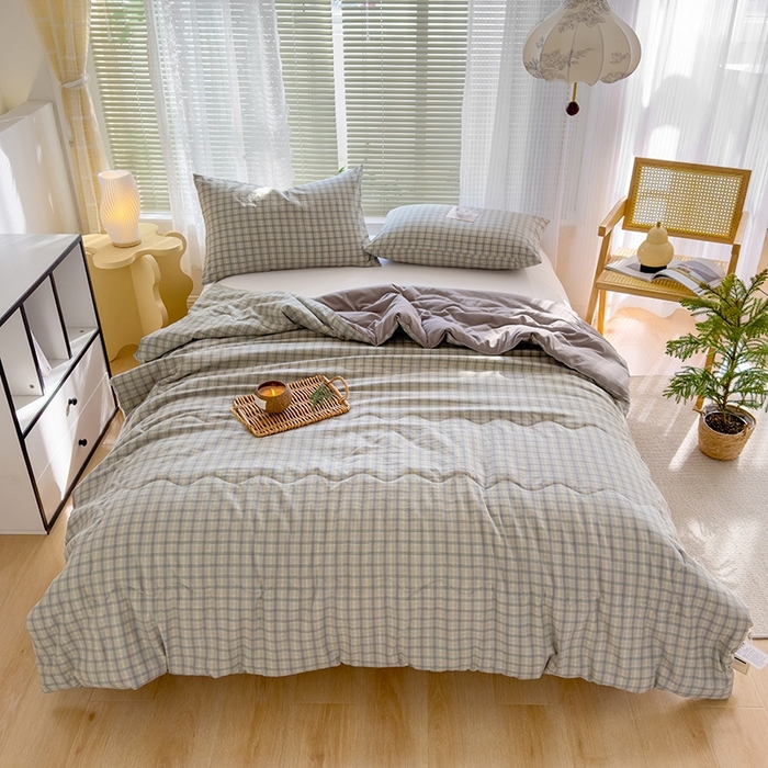 91家纺网 家纺一手货源 找家纺 2025新款无印风夏被 咖大格