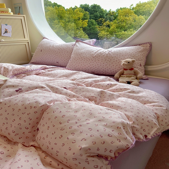 91家纺网 家纺一手货源 找家纺 葡萄家 2025爆款高克重彩色三角针A类针织双层纱四件套 提供买家秀 幸绘紫