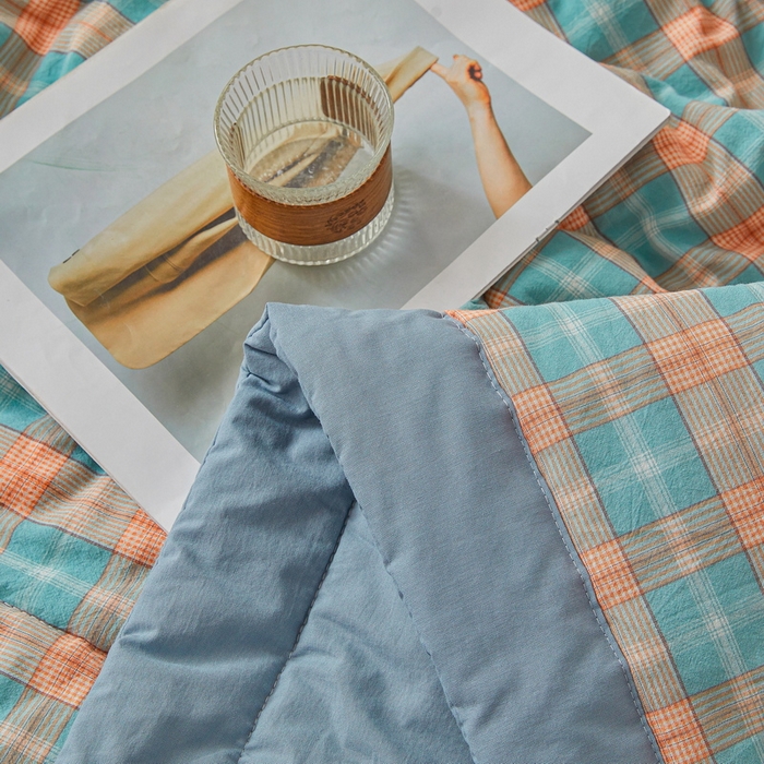 91家纺网 家纺一手货源 找家纺 伊人坊 2025新款A类无印风水洗棉新疆棉花夏被 贝拉绿