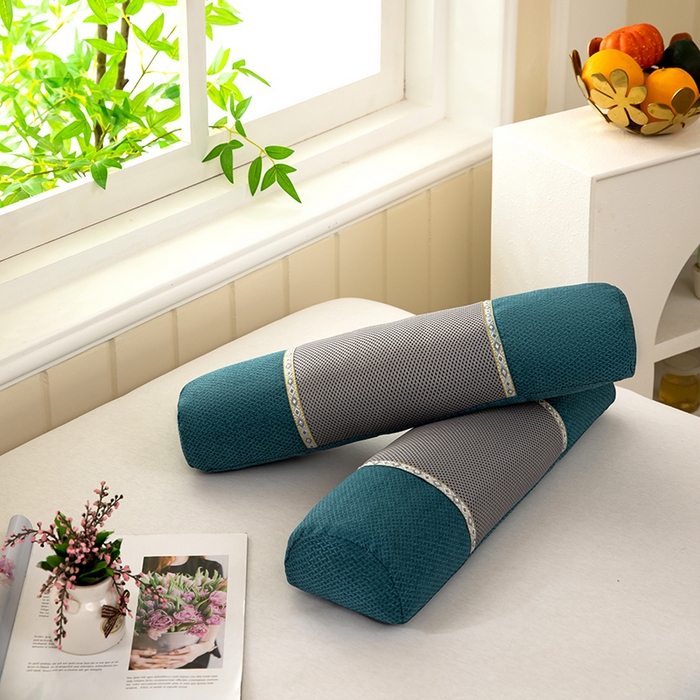 91家纺网 家纺一手货源 找家纺 九州枕芯2025新款透气网荞麦护颈枕枕头枕芯 蓝色12x50x8cm/对