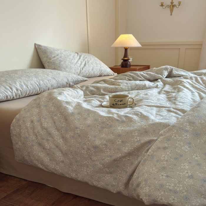 91家纺网 家纺一手货源 找家纺 曲之慕2025新款A类母婴级有氧全棉纯棉双层纱印花四件套 弗拉-黄