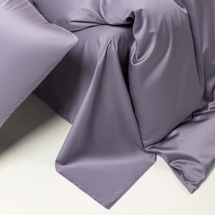 91家纺网 家纺一手货源 找家纺 舒慕家纺 2025新款100s高支贡缎长绒棉纯色四件套双拼四件套（送包装） 香芋紫