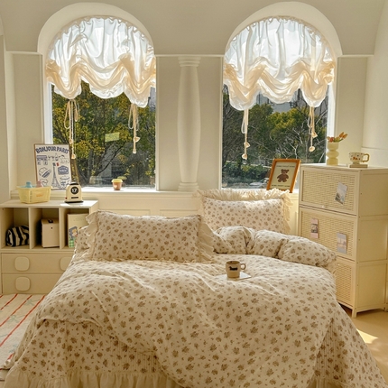 昊川 2025新款60支全棉双层纱酵素高温砂洗法式床盖 小美满