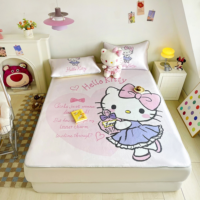 91家纺网 家纺一手货源 找家纺 米帛家纺 2025新款 A类大版三丽鸥冰藤席-床席款 香水凯蒂猫