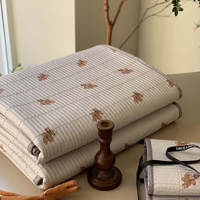 91家纺网 家纺一手货源 找家纺 汇庭 2025新款蔓莎床盖三件套系列-实拍 波特小熊