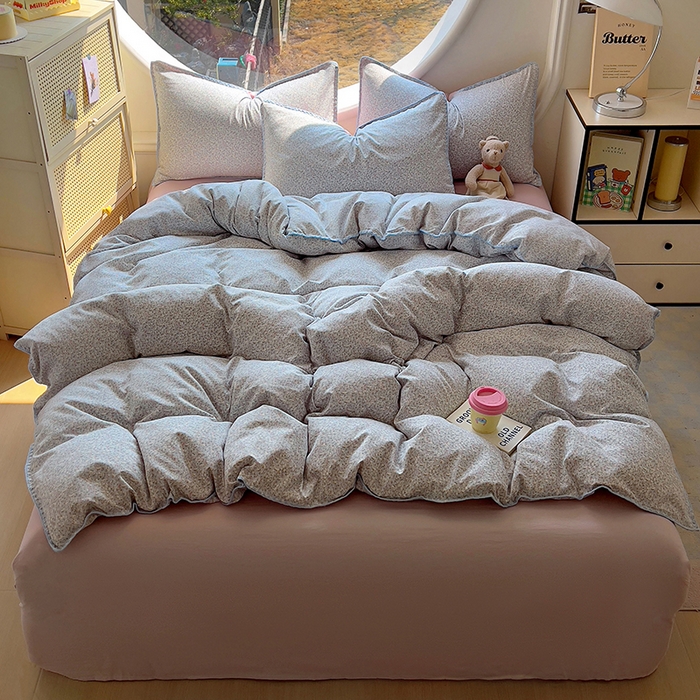 91家纺网 家纺一手货源 找家纺 葡萄家 2025爆款高克重彩色三角针A类针织双层纱四件套 提供买家秀 三寻