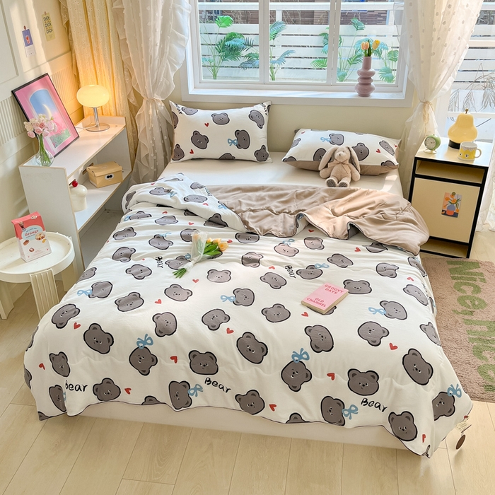 91家纺网 家纺一手货源 找家纺 贝扬思家纺 2025新款水洗皱皱纱系列夏被-系列二 曲奇碎卷卷