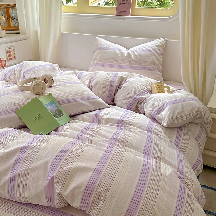 91家纺网 家纺一手货源 找家纺 田野2025新款13372全A全棉四件套 紫椰千层