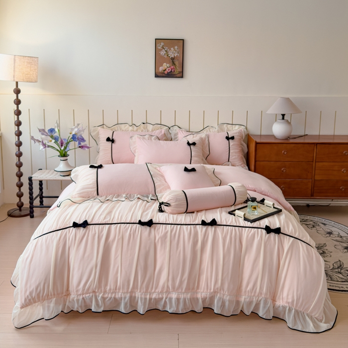 91家纺网 家纺一手货源 找家纺 狂想家（床边故事）2025赛琳法式高定四件套 赛琳蜜桃粉