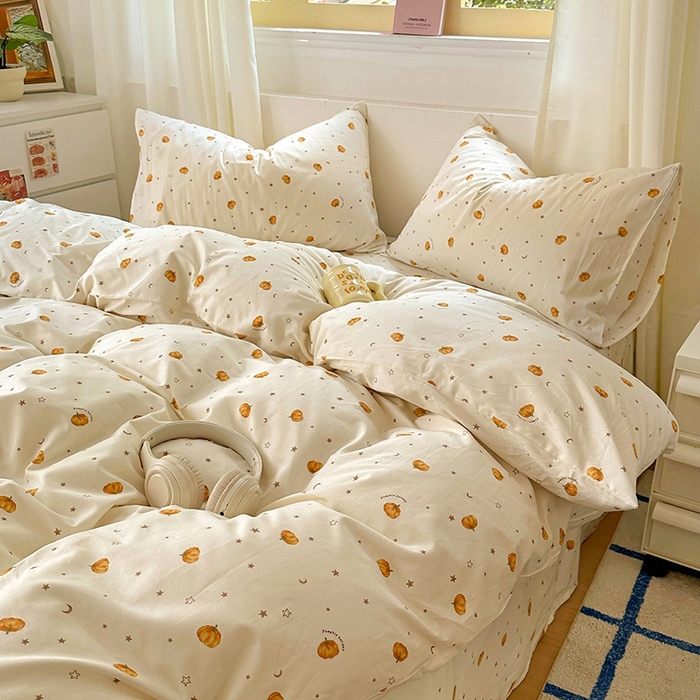 91家纺网 家纺一手货源 找家纺 田野2025新款13372全A全棉四件套 小南瓜