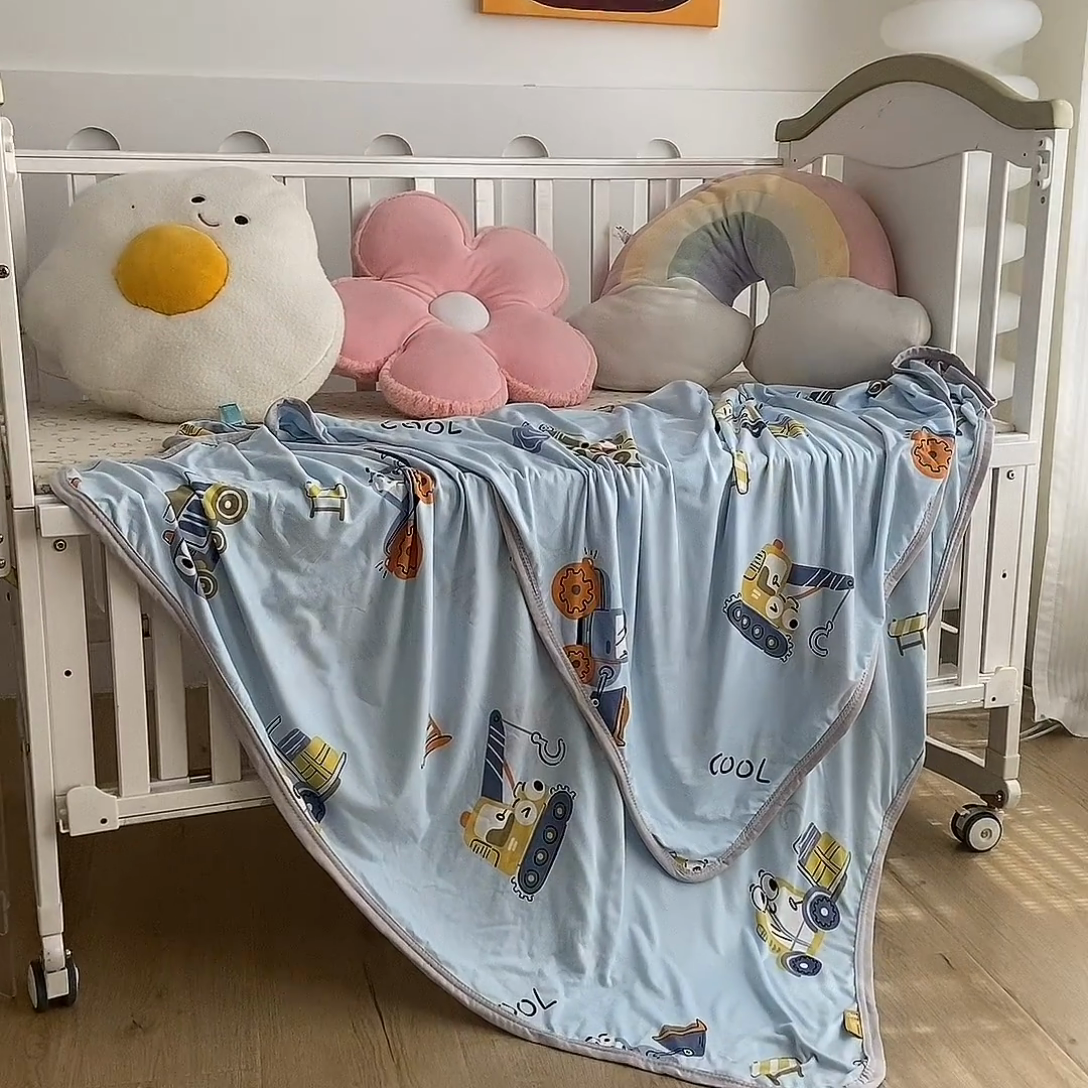 91家纺网 家纺一手货源 找家纺 2026新款儿童针织多功能盖毯 挖掘机