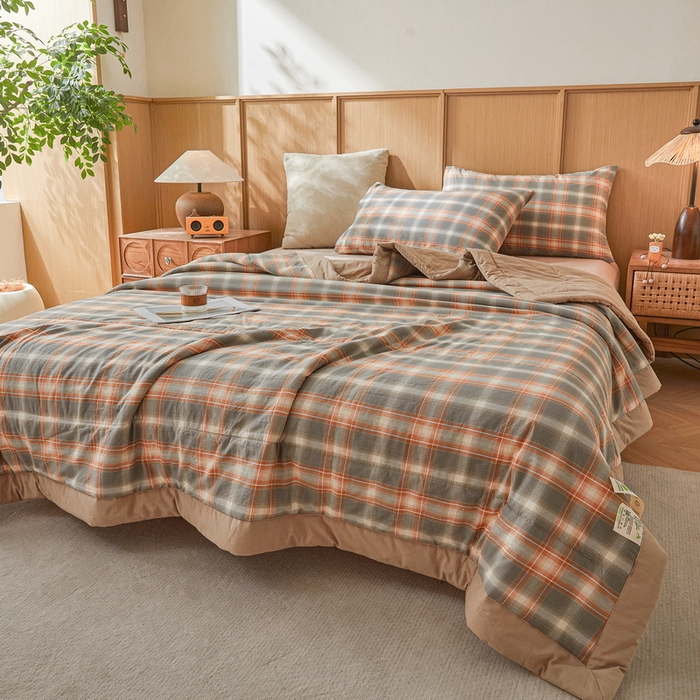 91家纺网 家纺一手货源 找家纺 伊人坊 A类水洗棉新疆棉花夏被 诺卡橙