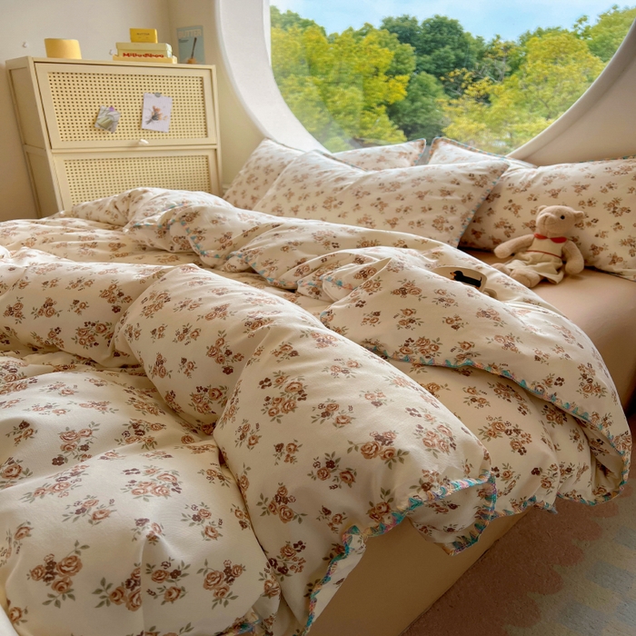 91家纺网 家纺一手货源 找家纺 葡萄家 2025爆款高克重彩色三角针A类针织双层纱四件套 提供买家秀 弥拉