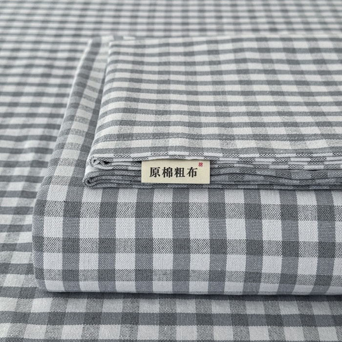 91家纺网 家纺一手货源 找家纺 首爱家纺 2025新款色织老粗布床单老粗布凉席三件套 淡墨