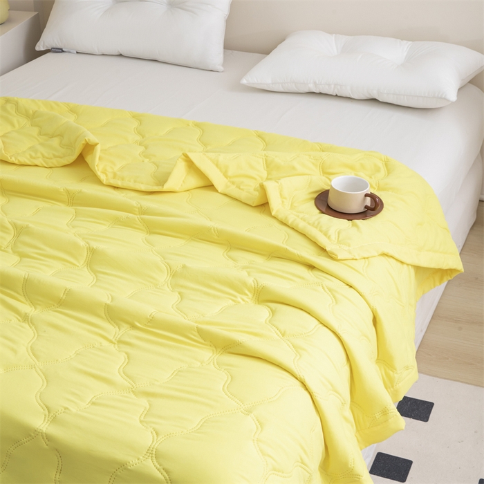 91家纺网 家纺一手货源 找家纺 梵心家纺 2025新款直播热款印花夏凉被空调被被子被芯水洗棉夏被 黄色