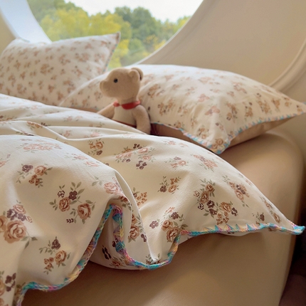 葡萄家 2025爆款高克重彩色三角针A类针织双层纱四件套 提供买家秀 弥拉