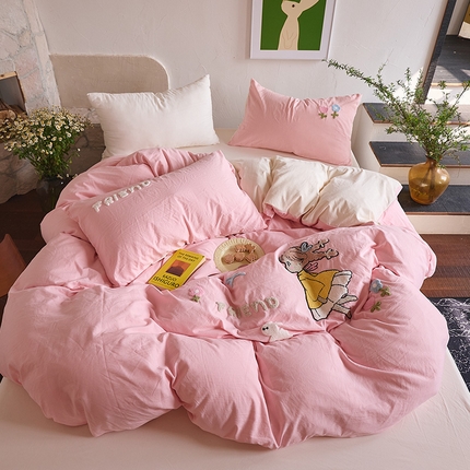 91家纺网 家纺一手货源 找家纺 （总）鑫喜莱家纺 2025新款水洗棉毛巾绣四件套场景二【全系图有买家秀文件】