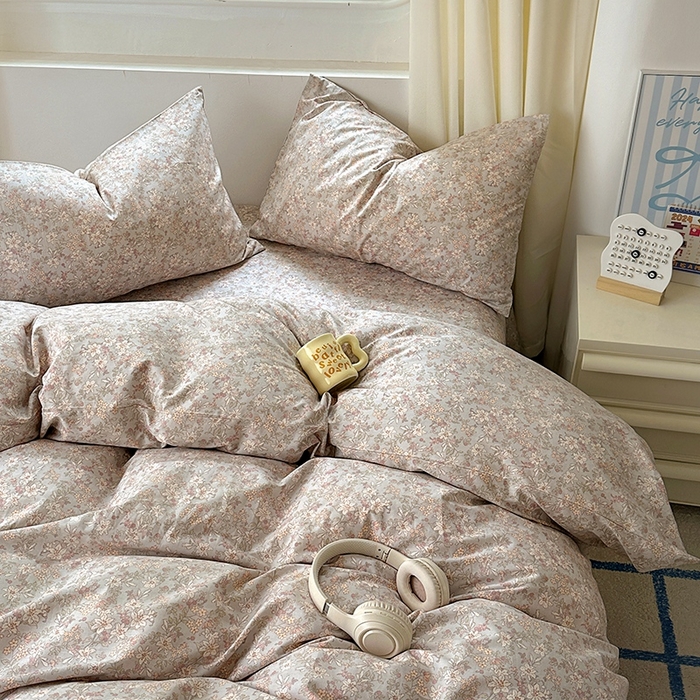 91家纺网 家纺一手货源 找家纺 田野2025新款13372全A全棉四件套 春色