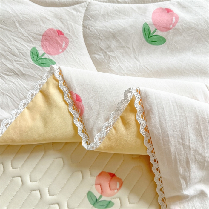 91家纺网 家纺一手货源 找家纺 慕尚家纺  2025春夏新款乳胶凉席水洗棉夏被夏凉被空调被三件套四件套 郁金香