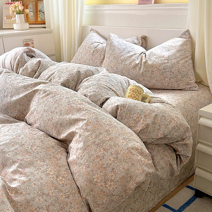 91家纺网 家纺一手货源 找家纺 田野2025新款13372全A全棉四件套 春色