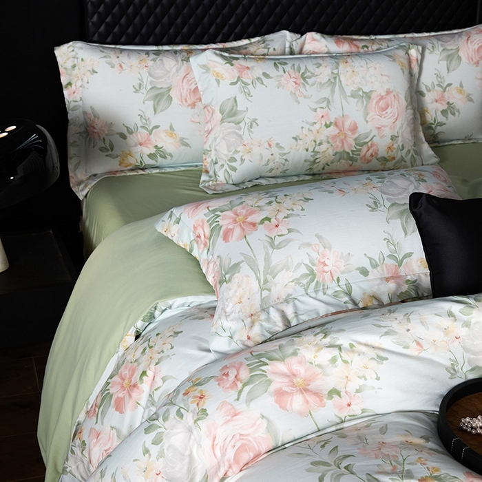 91家纺网 家纺一手货源 找家纺 棠颂 2025新款s莱赛尔天丝数码印花四件套（礼盒款） 南枝