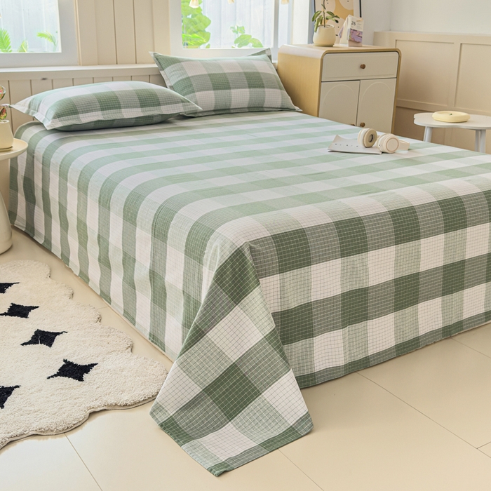 91家纺网 家纺一手货源 找家纺 首爱家纺 2025新款色织老粗布床单老粗布凉席三件套 言格