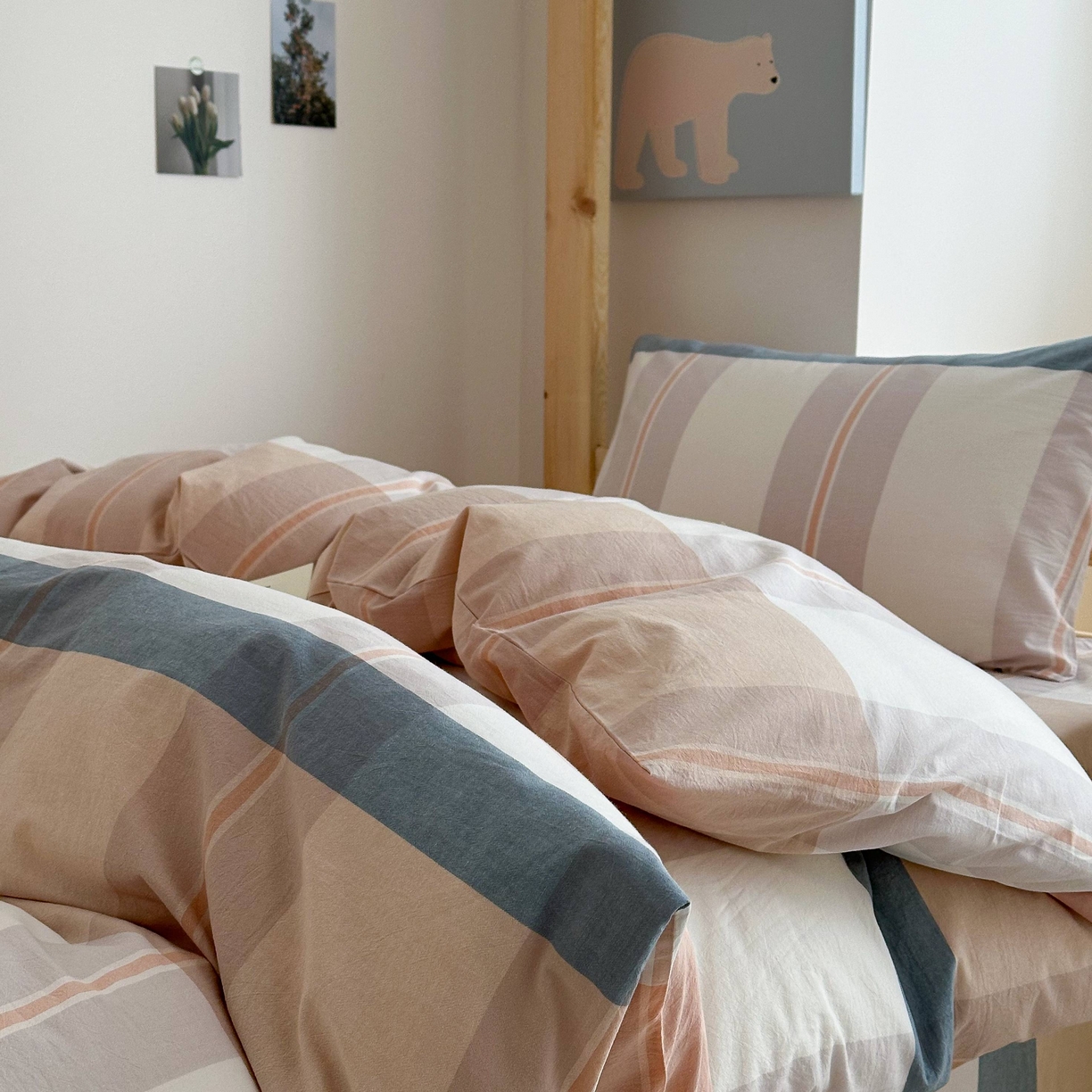 91家纺网 家纺一手货源 找家纺 拔萃 2025新款全棉纯棉色织学生上下铺套件格子纯棉宿舍三件套六件套 欧粉大格