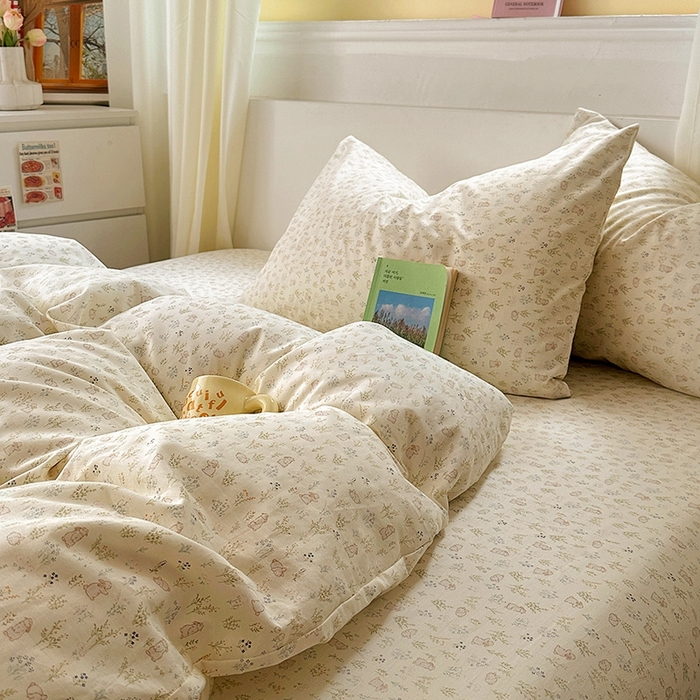 91家纺网 家纺一手货源 找家纺 田野2025新款13372全A全棉四件套 丛林兔