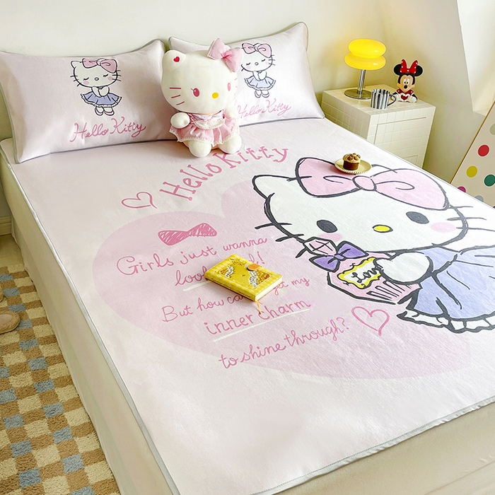 91家纺网 家纺一手货源 找家纺 米帛家纺 2025新款 A类大版三丽鸥冰藤席-床席款 香水凯蒂猫