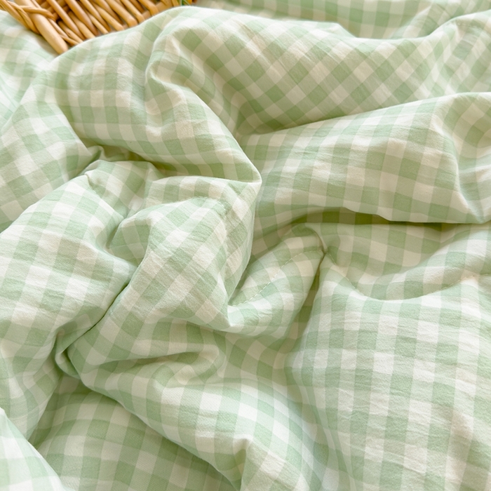 91家纺网 家纺一手货源 找家纺 2025新款无印风夏被 绿小格