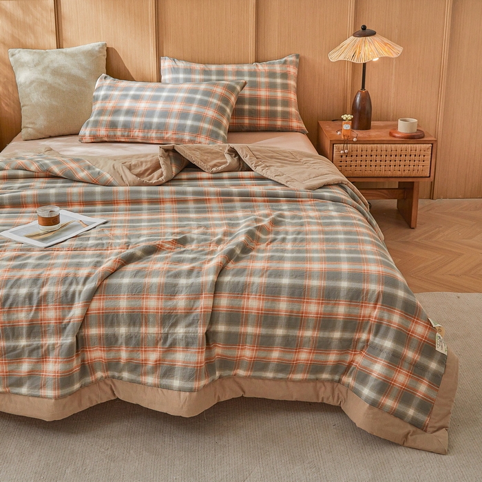 91家纺网 家纺一手货源 找家纺 伊人坊 A类水洗棉新疆棉花夏被 诺卡橙